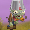 A Buckethead Zombie standing in-game