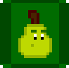 8-Bit Scare Pear on lawn.