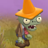 A Conehead Zombie in-game