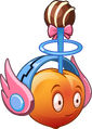 E.M.Peach (futuristic headphones and chocolate lollipop)