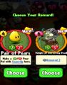 The player having the choice between Pair of Pears and Knight of the Living Dead as the prize for completing a level