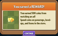 The reward after watching an ad (10.2.1)