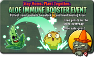 Conehead Zombie with Aloe and Wall-nut in an ad for the Aloe Immune Booster Event