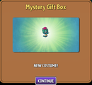 Getting Thyme Warp's costume from a Mystery Gift Box