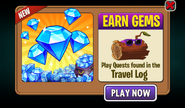 An advertisement showing how to earn gems through Travel Log