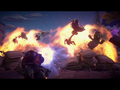 A Chomper gets obliterated with the other original plant heroes from an explosion in Plants vs. Zombies: Garden Warfare 2