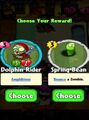 The player having the choice between Dolphin Rider and Spring Bean as the prize for completing a level