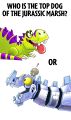 Zombot Dinotronic Mechasaur and T. Rex in a meme posted by Plants vs. Zombies on Facebook[1]