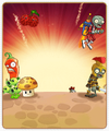 The gladiator zombie on the fortune wheel screen background in Plants vs. Zombies 2: Guardian.
