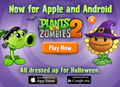 Halloween and release for Android advertisement from Plants vs. Zombies Adventures