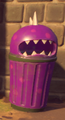 A trash can modeled after a Chomper