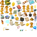 Sprite of World Key along with trophies, notes, idols and currency
