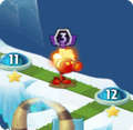 A level 3 Fire Peashooter on the Frostbite Caves map