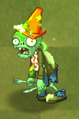 A glowing Food Fight Conehead Zombie