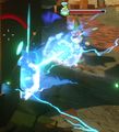 A green Giga Gnome attacking with the electric beam cannon