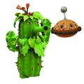 A Camo Cactus figure with a Potato Mine figure