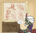 Concept art of Mummies and a flying carpet zombie