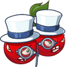 Cherry Bomb (blue and white top hats and monocles)