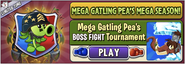 Zombot Tuskmaster 10,000 BC in an advertisement for Mega Gatling Pea's BOSS FIGHT Tournament in Arena (Mega Gatling Pea Mega Season)