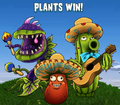 Team Plants won (with Chomper, Sombrero Bean Bomb, and Cactus)