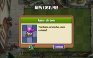 The player earned Fume-shroom's Plants vs. Zombies Heroes event costume