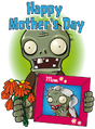 An image celebrating Mother's Day that includes Mom Zombie with white hair
