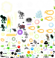 Sprites of mold colonies alongside various environmental modifiers