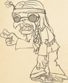 Concept art of Hippie Zombie from The Art of Plants vs. Zombies