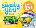 Sweaty Zombie YetI in an ad for a sale on the Plants vs. Zombies Store