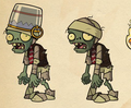 Buckethead Mummy concept with a normal Mummy Zombie (Plants vs. Zombies 2)