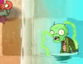 A glowing Basic Zombie walking fast in the water and loss speed upon the surface (animated)