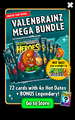 An advertisement for the Valenbrainz Mega Bundle pack featuring Hot Date