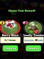 The player having the choice between Berry Blast and Smelly Zombie as the prize after completing a level