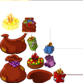 Unexpected Gift's sprites, along with some sprites of Exploding Fruitcake's