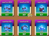 Gem packs in the store