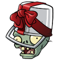 Buckethead Zombie's head wearing its Feastivus costume