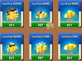 Coin packs in the store