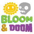 Sunflower and Zombie with the phrase "Bloom & Doom"
