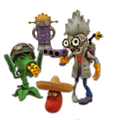 A Sombrero Bean Bomb figure with Pea Gatling, Zombie Heal Station and Scientist figures