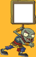 Hammer Zombie holding up a sign