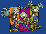 Three Zombies each saying “Brains!” in the Plants vs. Zombies Style Guide