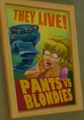 A poster for a movie called "Pants vs. Blondies" which is a pun on Plants vs. Zombies found in Main street
