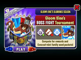 Zombot Tuskmaster 10,000 BC in an advertisement for Gloom Vine's BOSS FIGHT Tournament in Arena (Gloom Vine's Glorious Season)