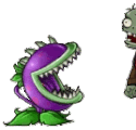 A Chomper grabs a zombie and eats it (animated)