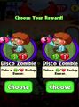 The player having the choice between Disco Zombie and another Disco Zombie as a prize for completing a level
