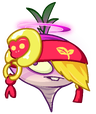Tile Turnip (red headband with golden earrings and blonde hair)