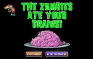 A Summer Nights Zombie ate the player's brains (note it has its hand but no arm)