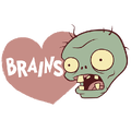 Zombie with the phrase "Brains"