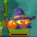 Pumpkin Witch on Lily Pad