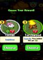 The player having the choice between Cattail and Torchwood as the prize for completing a level